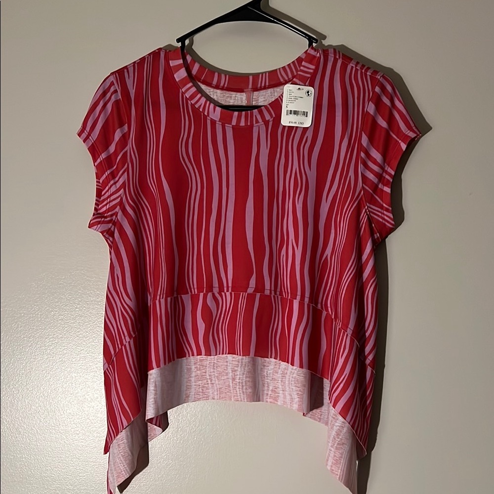 Free people movement Red and Pink Striped Women's Top